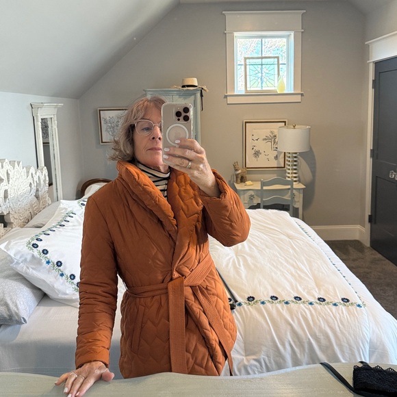 Women's Quilted Belted Jacket - NWOT Rust M - Picture 10 of 10